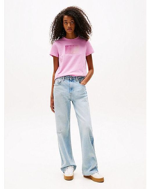 Tommy Hilfiger Red Rundhals-T-Shirt Mit Farbverlauf-Logo