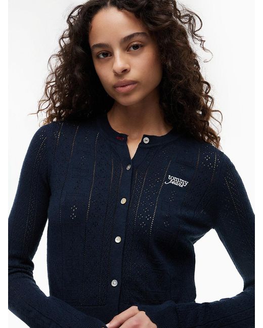 Tommy Hilfiger Blue Slim Pointelle Flag Cardigan