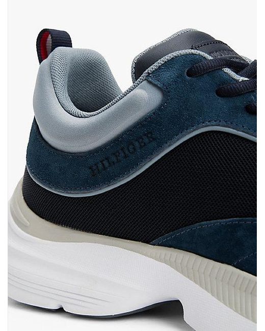 Tommy Hilfiger Moderne Sneaker Met Contrasterende Texturen in het Blue voor heren