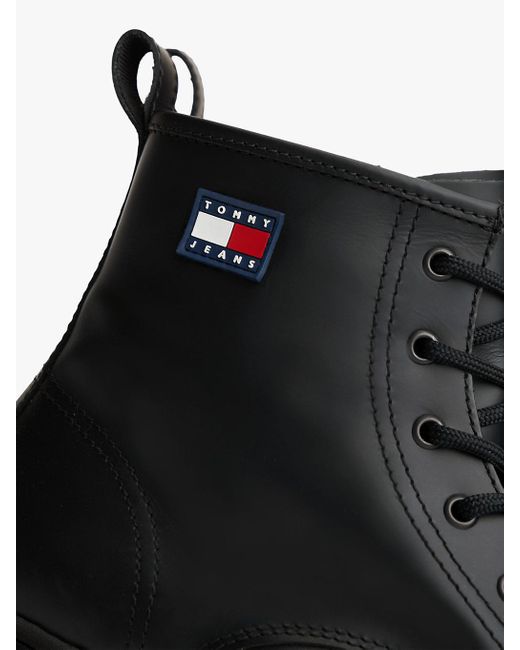 Bottes En Cuir Crantées À Lacets Tommy Hilfiger pour homme en coloris Black