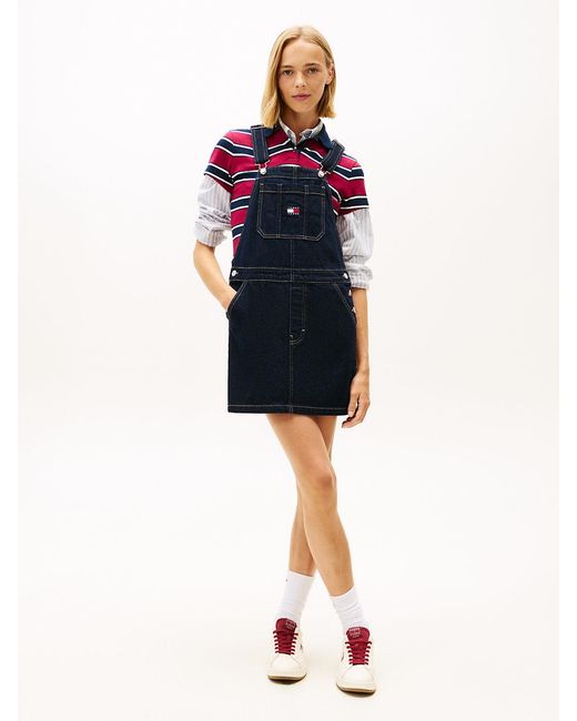 Tommy Hilfiger Blue Denim Mini Dungaree Dress