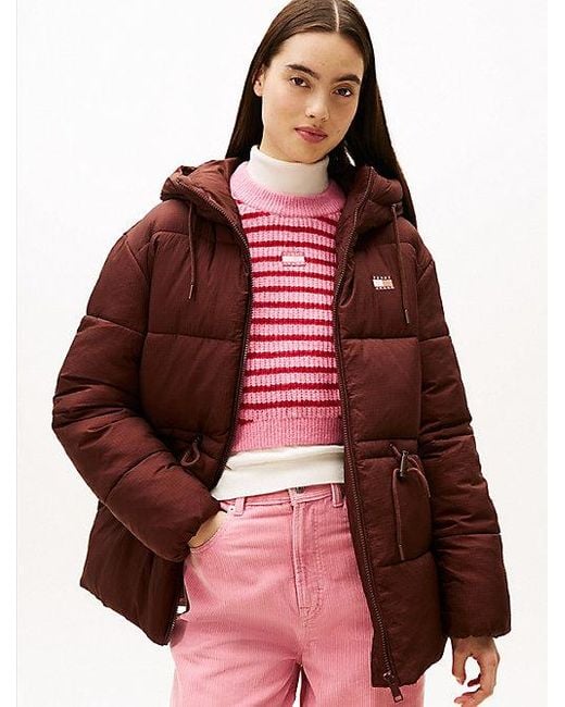 Tommy Hilfiger Ripstop Pufferjack Met Capuchon in het Red