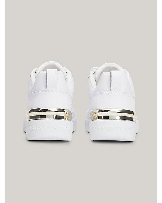 Tommy Hilfiger White Court-Sneaker aus Leder mit TH-Monogrammen