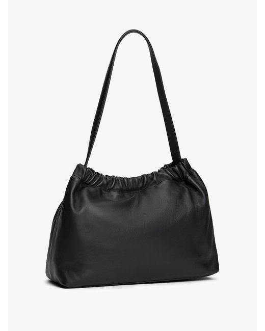 Tommy Hilfiger Black Soft Leather Logo Plaque Shoulder Bag