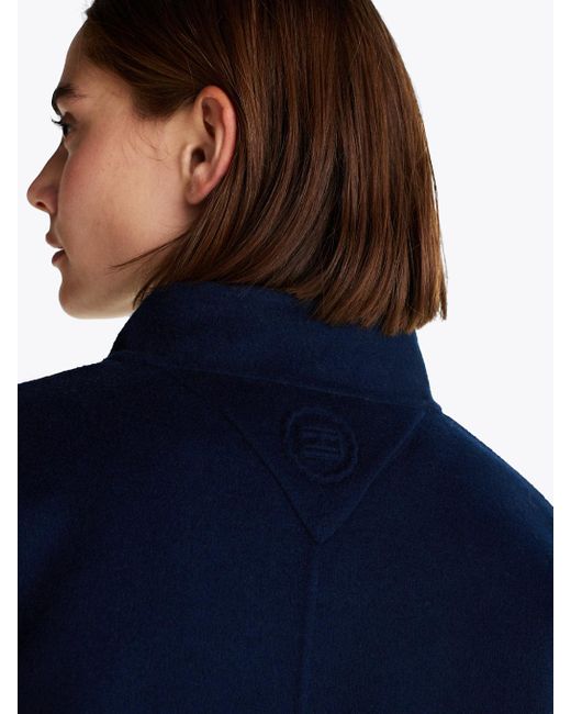 Tommy Hilfiger Blue Wool Blend Baseball Collar Jacket