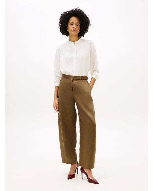 Tommy Hilfiger White Relaxed Fit Frayed Linen Blend Shirt