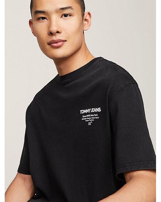 Tommy Hilfiger Essential stückgefärbtes T-Shirt mit Logo in Black für Herren