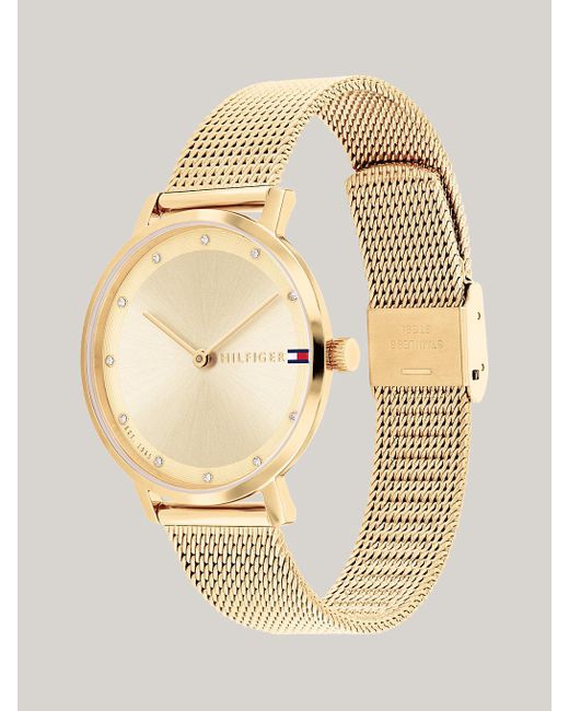 Tommy Hilfiger Metallic Ionic Gold-plated Mesh Strap Watch