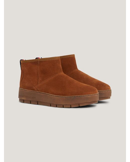 Tommy Hilfiger Brown Warm Lined Suede Low Snow Boots
