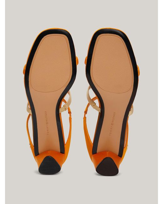 Tommy Hilfiger Orange Satin Strap Mid-heel Sandals