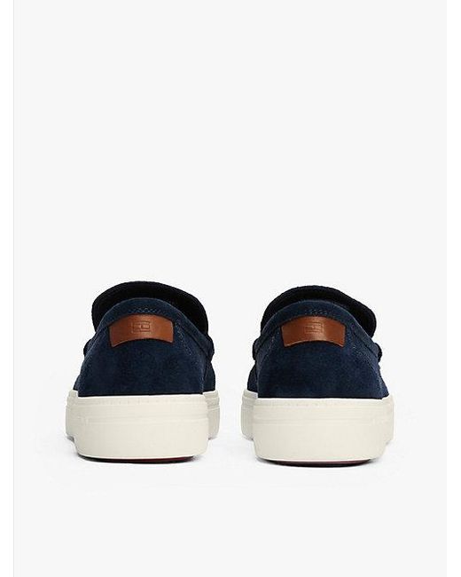 Tommy Hilfiger Signature Suède Instap-Loafer in het Blue voor heren