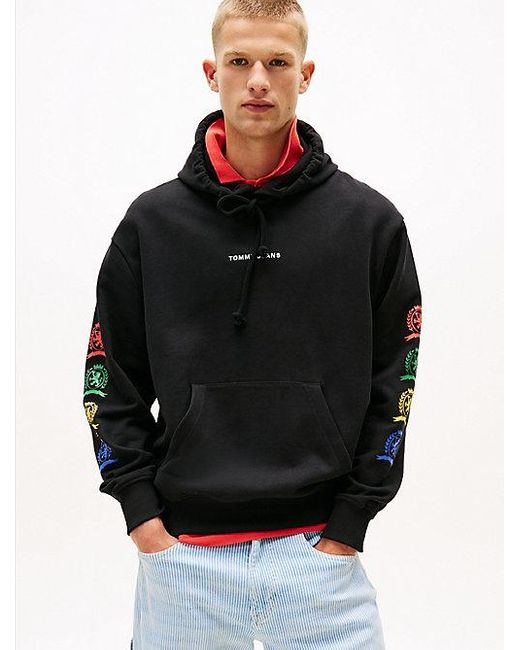 Tommy Hilfiger Crest Relaxed Fit Hoodie Mit Grafik Hinten in Black für Herren