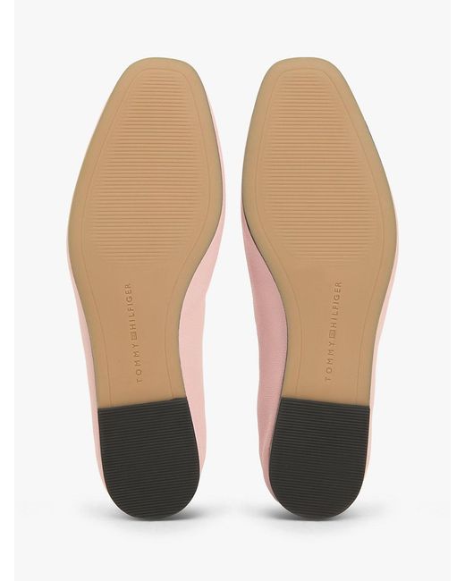 Tommy Hilfiger Pink Leather Elasticated Strap Ballerinas