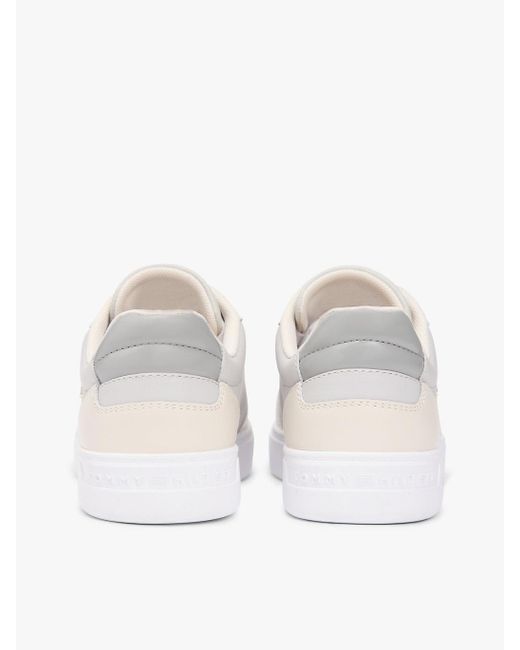 Tommy Hilfiger White Leather Mixed Texture Cupsole Trainers