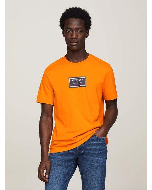 Tommy Hilfiger Orange Logo Print Jersey T-shirt for men