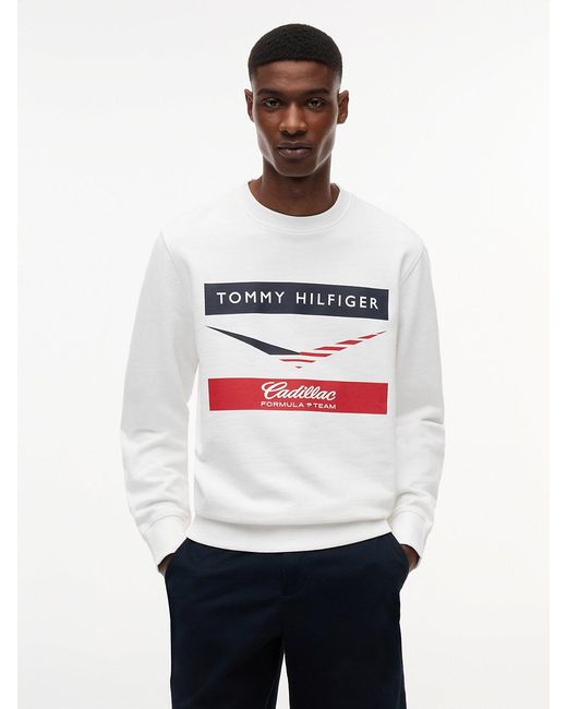 Tommy Hilfiger White Th X Cadillac Formula 1 Team Chevron Sweatshirt