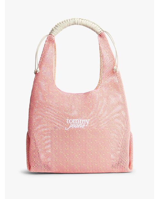Tommy Hilfiger Pink Woven Hobo Bag