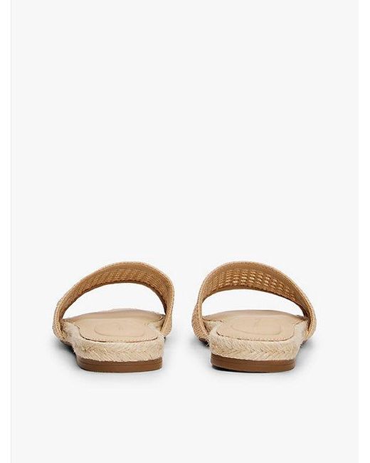 Tommy Hilfiger White Espadrille-Pantolette Mit Gestricktem Mesh