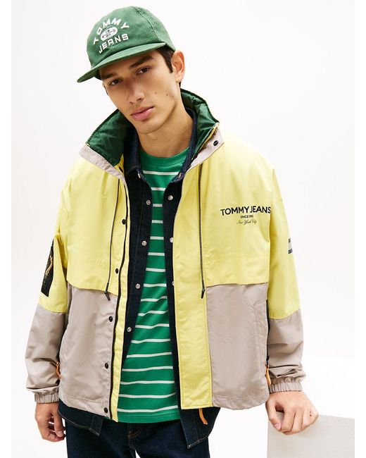 Tommy Hilfiger Gray Water Repellent Colour-blocked Oversized Windbreaker for men