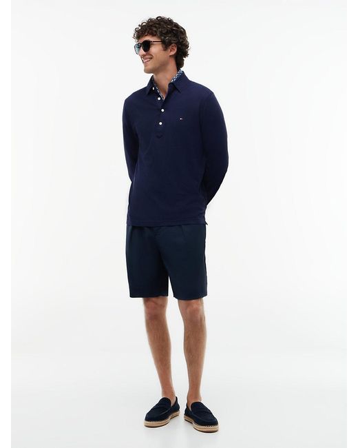 Tommy Hilfiger Blue Regular Fit Lightweight Long Sleeve Polo Shirt for men