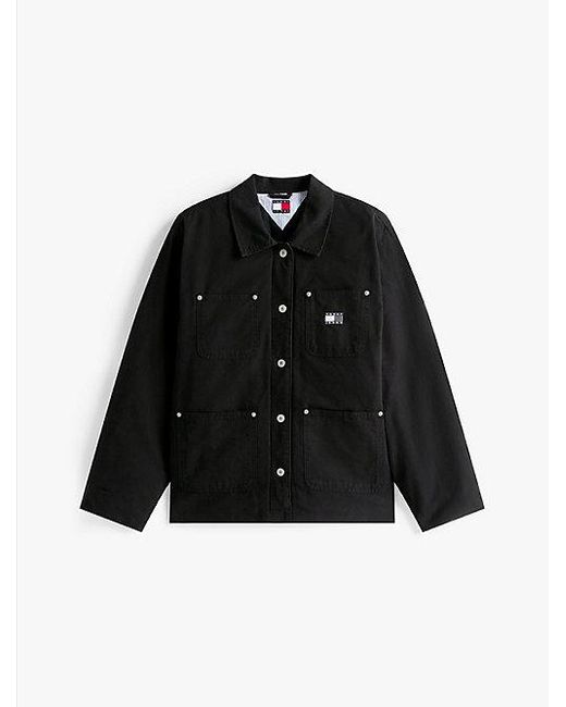 Tommy Hilfiger Boxy Gewatteerd Chore Jack Met Badge in het Black