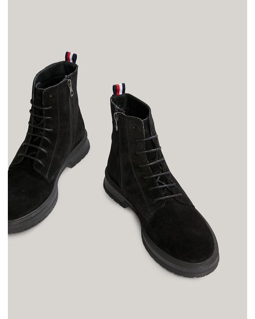 Tommy Hilfiger Black Suede Lace-up Ankle Boots for men