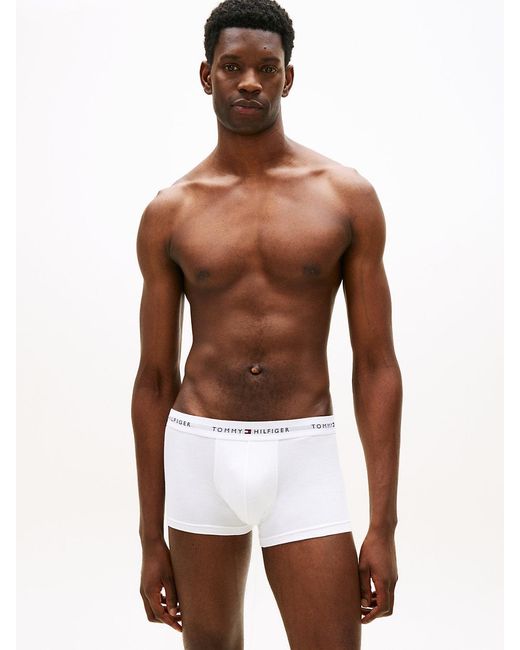 Tommy Hilfiger White 3-Pack Signature Waistband Low Rise Trunks for men