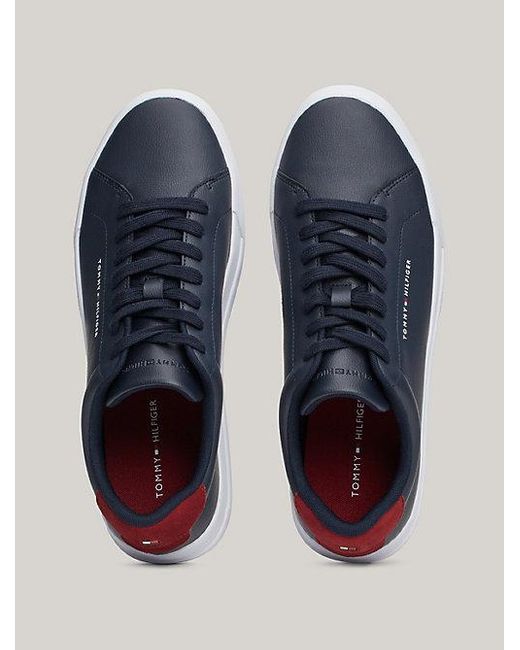 Tommy Hilfiger Court-Sneaker mit Narben-Finish und Logo in Blue für Herren