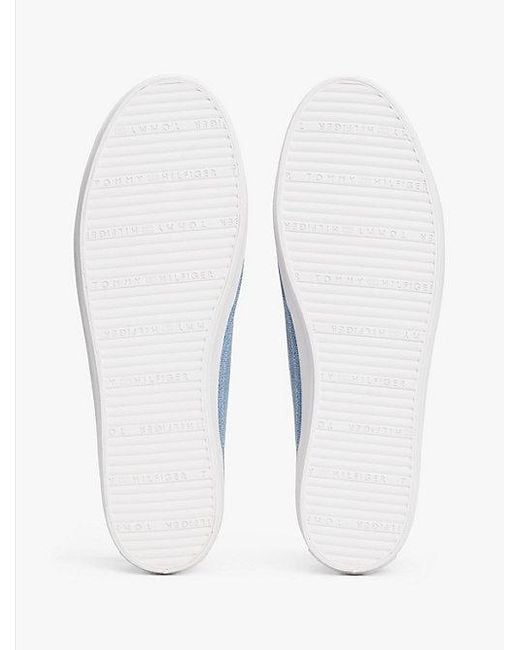Tommy Hilfiger Canvas Sneaker Met Geëmailleerde Vlag in het Blue