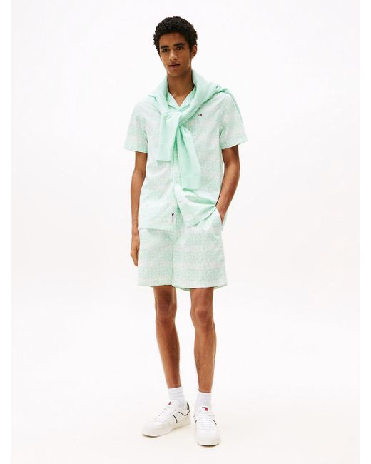 Short De Plage Ample À Motif Tommy Hilfiger pour homme en coloris White