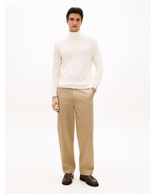 Tommy Hilfiger White Wool Blend Roll Neck Jumper for men