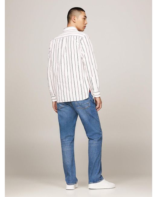 Tommy Hilfiger White Hilfiger Monotype Pinstripe Regular Fit Shirt for men