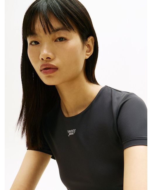 Tommy Hilfiger Black Athleisure Metal Logo Slim T-Shirt