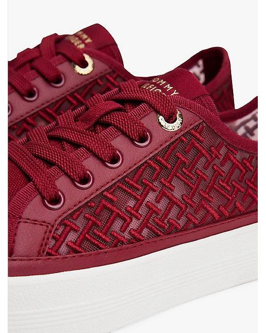 Tommy Hilfiger Mesh Sneaker Met Geborduurd Th-Monogram in het Red