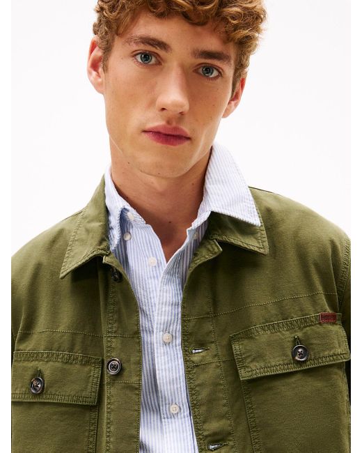 Giacca Stile Camicia Con Tasche Sbiadita di Tommy Hilfiger in Green da Uomo