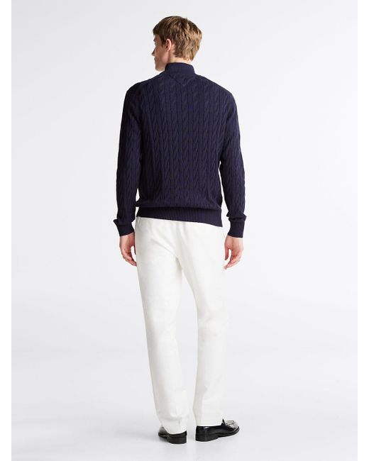 Tommy Hilfiger Blue Cable Knit Half-zip Jumper for men