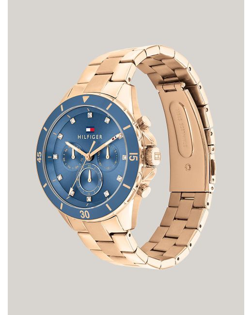 Tommy Hilfiger Blue Navy Dial Rose Gold-plated Bracelet Watch