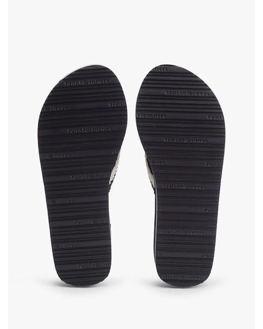 Tommy Hilfiger Blue Wedge Heel Woven Flip-Flops