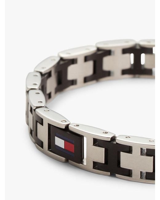 Tommy Hilfiger Multicolor Two-Tone Flag Chain-Link Bracelet for men