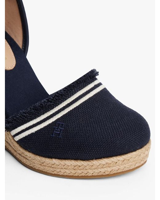 Espadrilles Compensées En Toile À Frange Tommy Hilfiger en coloris Blue