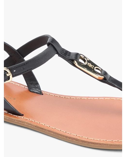 Tommy Hilfiger Black Leather Th Monogram Strap Sandals