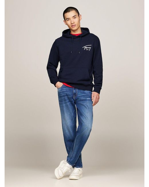 Tommy Hilfiger Blue Graphic Signature Logo Hoody for men