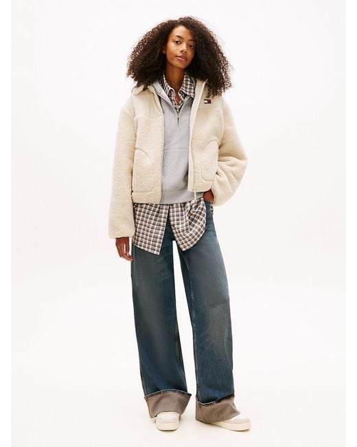 Tommy Hilfiger Natural Tommy Badge Teddy Fleece Collared Jacket