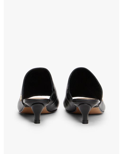 Mules Kitten Heels En Cuir Tommy Hilfiger en coloris Black