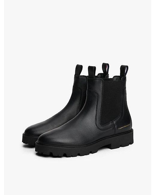 Tommy Hilfiger Leren Chelsea Boot in het Black