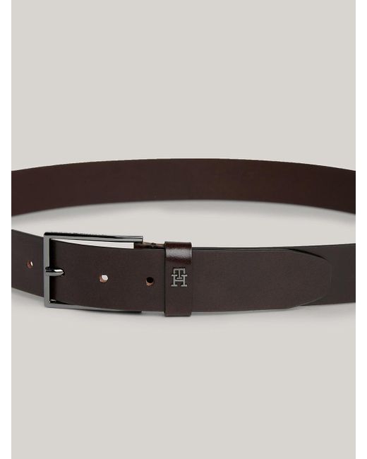 Tommy Hilfiger Brown Th Monogram Plaque Leather Belt for men