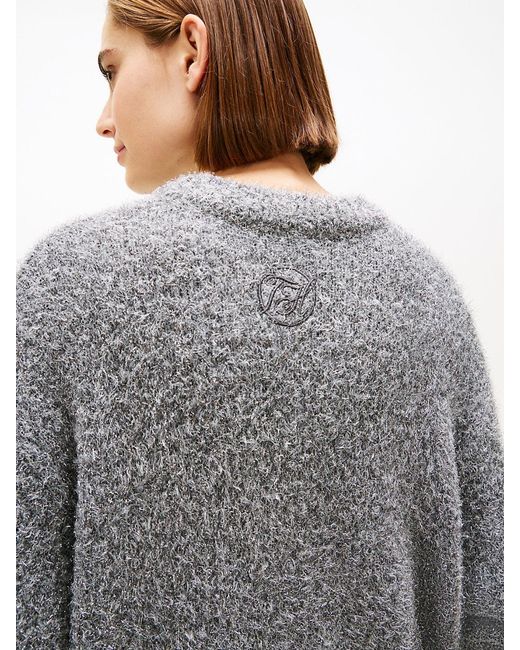 Tommy Hilfiger Gray Festive Wool Blend Relaxed V-Neck Jumper