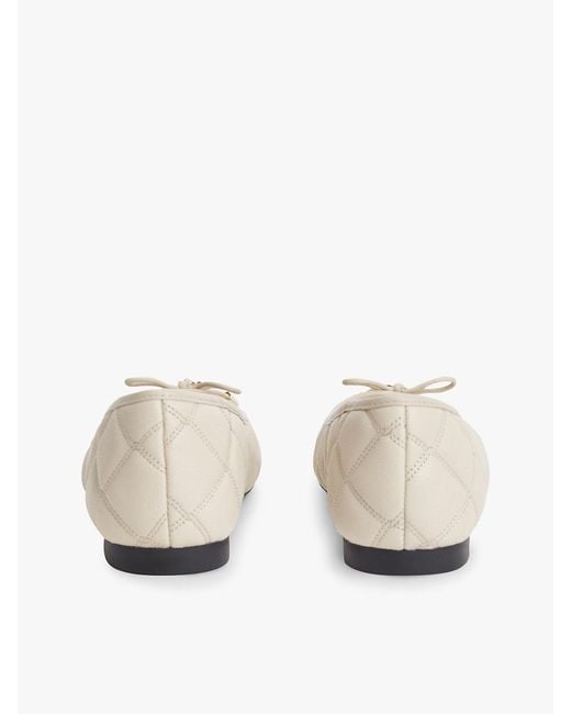 Tommy Hilfiger Natural Logo Charm Quilted Leather Ballerinas