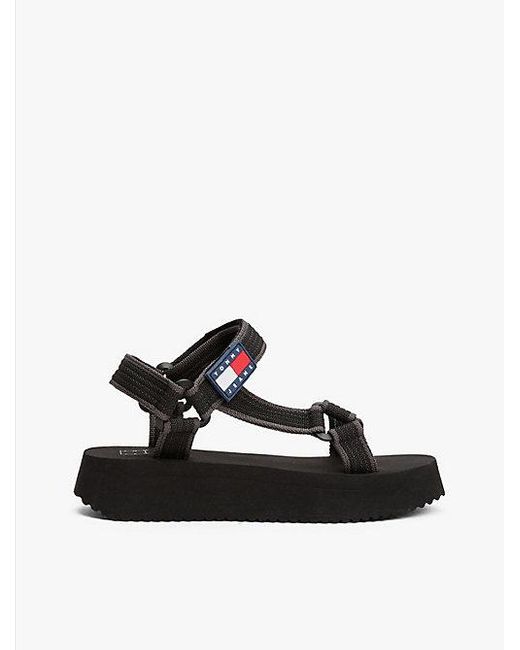 Tommy Hilfiger Platformsandaal Met Profielzool En Webbing in het Black