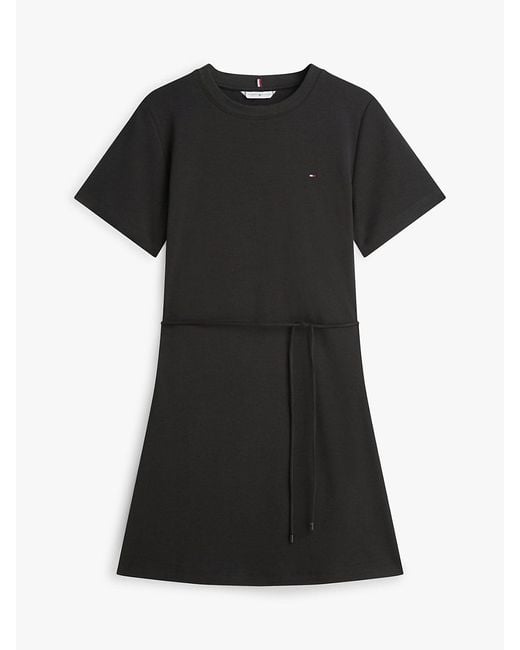 Tommy Hilfiger Black Interlock Knit Mini T-Shirt Dress